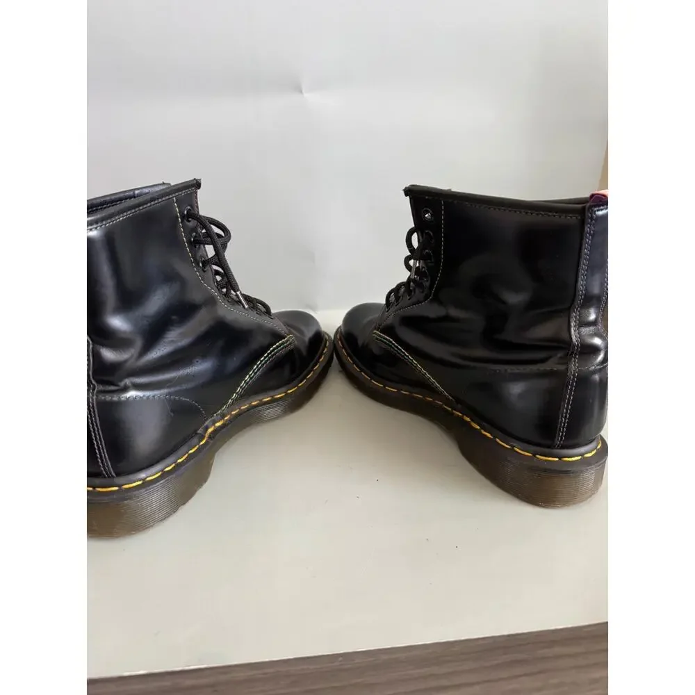 Dr. Martens 1460 Pride Rainbow Stitch Black Leather Combat Boots Women 8 Men 7 - Picture 9 of 14
